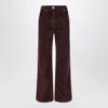Brunello Cucinelli Wide-leg Bordeaux Velvet Trousers Women In Red