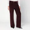 Brunello Cucinelli Wide-leg Bordeaux Velvet Trousers In Red
