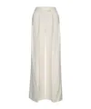 Brunello Cucinelli Fluid Linen Twill Double Pleat Wide Leg Trouser In White