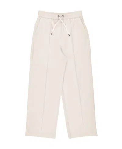 Brunello Cucinelli Kids' Wide-leg Casual Pants In White