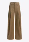 Brunello Cucinelli Trousers With Front Pleats And Wide Leg In Brown