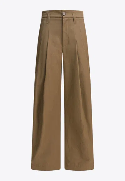 Brunello Cucinelli Wide-leg Classic Pants In Brown