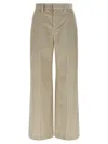 Brunello Cucinelli Beige Corduroy Trousers With Front Zip And Hook Button Closure In Brown