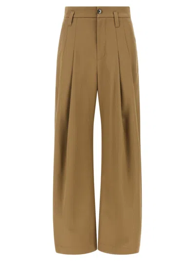 Brunello Cucinelli Wide-leg Cotton Gabardine Pleat Pants