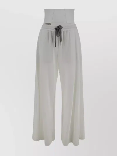 Brunello Cucinelli Wide-leg Cotton Sweatpants Monochrome Pattern In White