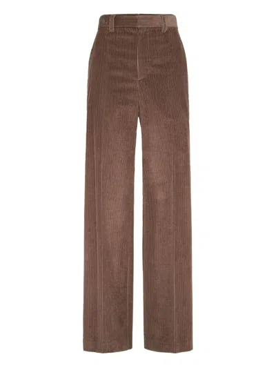 Brunello Cucinelli Women Wide-leg Cotton Trousers In Brown