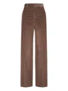 Brunello Cucinelli Women Fluid Corduroy Sartorial Track Trousers With Jewellery In Brown