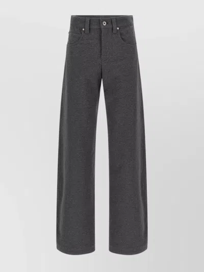 Brunello Cucinelli Wide Leg Cotton Trousers Featuring Pockets In Gray