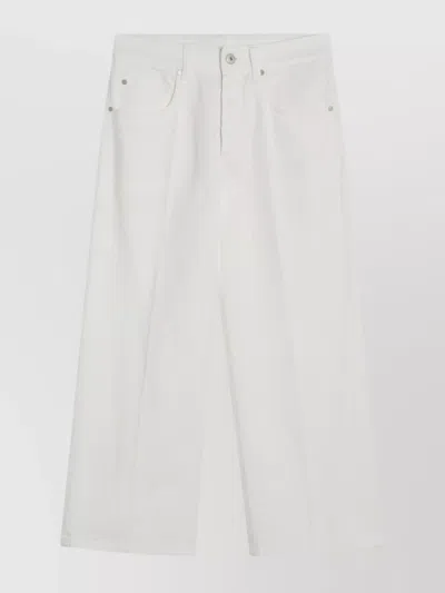 Brunello Cucinelli Wide Leg Cotton Trousers In White