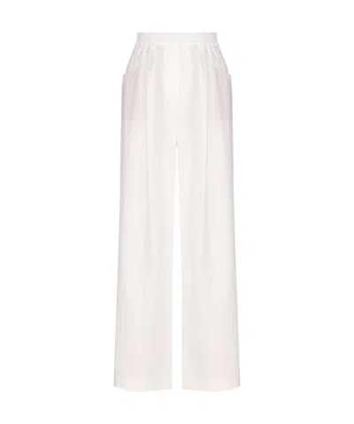 Brunello Cucinelli Wide-leg Cotton Trousers In White