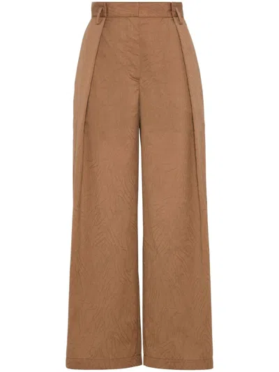 Brunello Cucinelli Cropped-hose Mit Weitem Bein In Braun