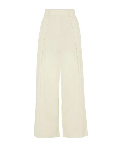 Brunello Cucinelli Wide-leg Cropped Trousers In White