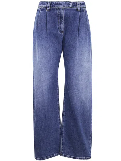 Brunello Cucinelli Wide Leg Denim Clothing In Blue