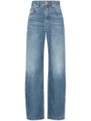 Brunello Cucinelli Wide-leg Blue Jeans With Whiskering Effect And Classic Five-pocket Design In Blue