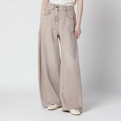 Brunello Cucinelli Wide-leg Desert-colored Jeans In Sand