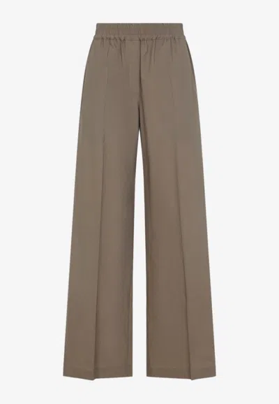 Brunello Cucinelli Wide-leg Elastic-waist Pants In Neutral