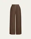 Brunello Cucinelli Wide-leg Fluid Linen Twill Tailored Pants In C8705 Chocolate