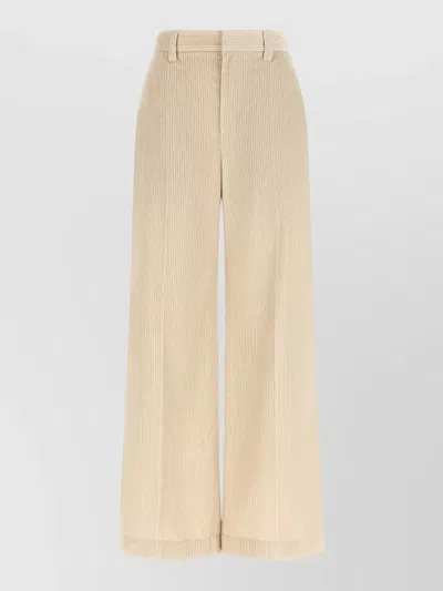 Brunello Cucinelli Wide Leg High Waist Corduroy Pants In Neutral