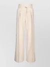 Brunello Cucinelli Wide Leg High Waist Trousers With Belt Loops In Neutral