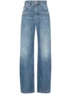 Brunello Cucinelli Wide-leg Blue Jeans With Whiskering Effect And Classic Five-pocket Design In Blue