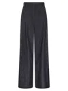 Brunello Cucinelli Cotton Wide Leg Denim Effect Pants In Blue In Blue