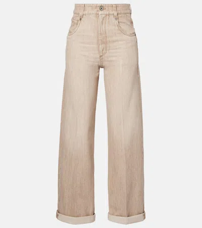 Brunello Cucinelli High-rise Wide-leg Jeans In Gray