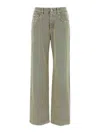 Brunello Cucinelli Wide Leg Denim Trousers In Green