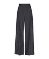 Brunello Cucinelli Cotton Wide Leg Denim Effect Pants In Blue In Blue