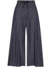 Brunello Cucinelli Women No-fade Denim Wide Pleated Pants With Monili In Blue