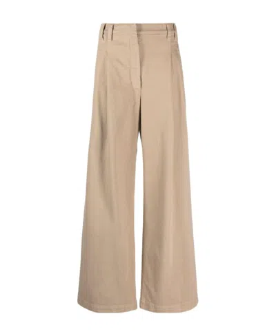 Brunello Cucinelli Wide Leg Jeans In Brown