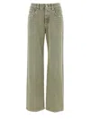 Brunello Cucinelli Wide Leg Denim Trousers In Green