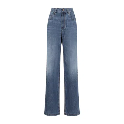Brunello Cucinelli Wide Leg Jeans Women In Blue