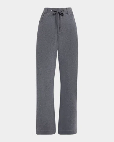 Brunello Cucinelli Wide-leg Knit Trousers In Gray
