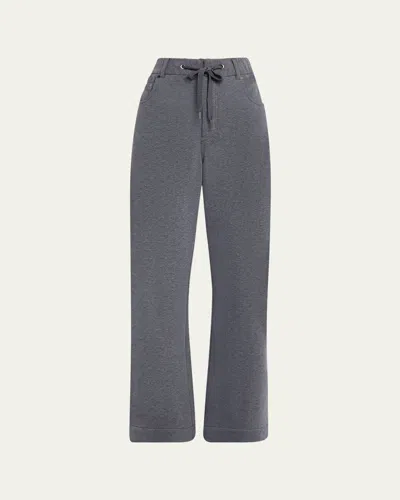 Brunello Cucinelli Wide-leg Knit Trousers In Gray