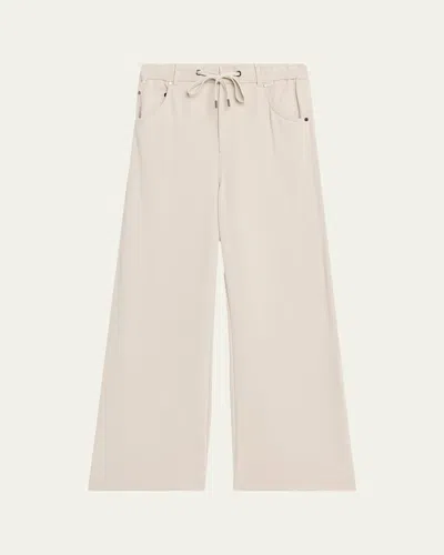 Brunello Cucinelli Wide-leg Knit Trousers In White
