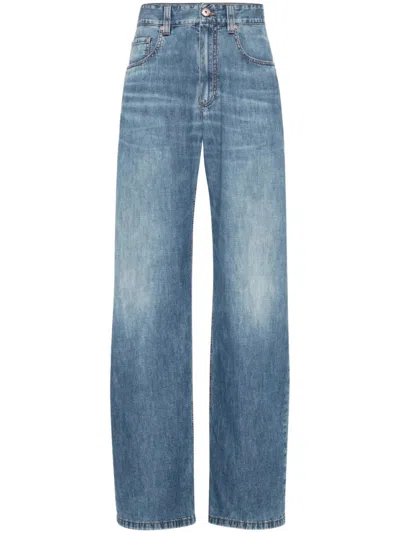 BRUNELLO CUCINELLI BRUNELLO CUCINELLI WIDE-LEG LIGHT WASH DENIM TROUSERS