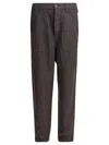 Brunello Cucinelli Linen Trousers With Relaxed Fit In Brown