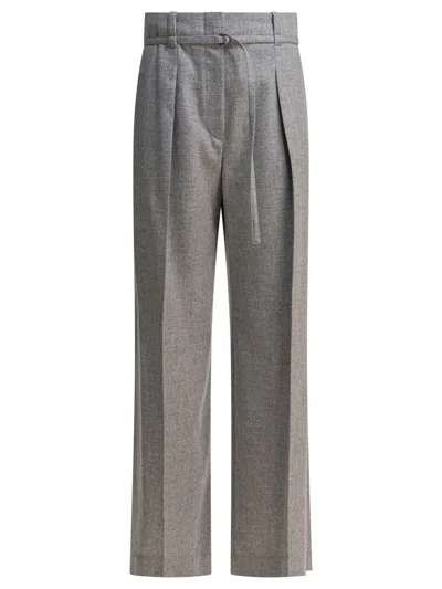 Brunello Cucinelli Sequin-inserted Wool Casual Pants In Gray