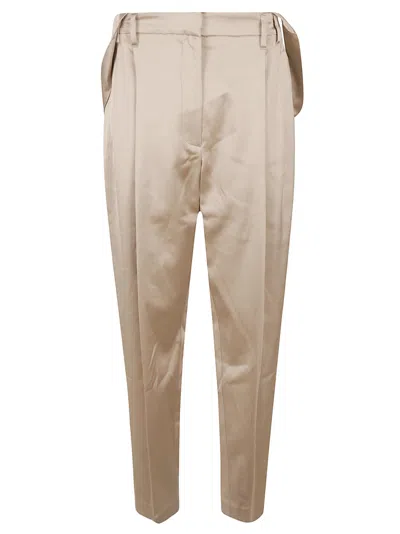 Brunello Cucinelli Wide Leg Plain Trousers In Bleeker Beige