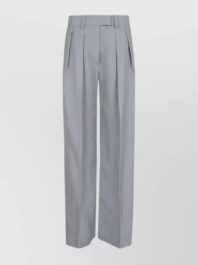 Brunello Cucinelli Wide Leg Pleated Front Trousers In Gray