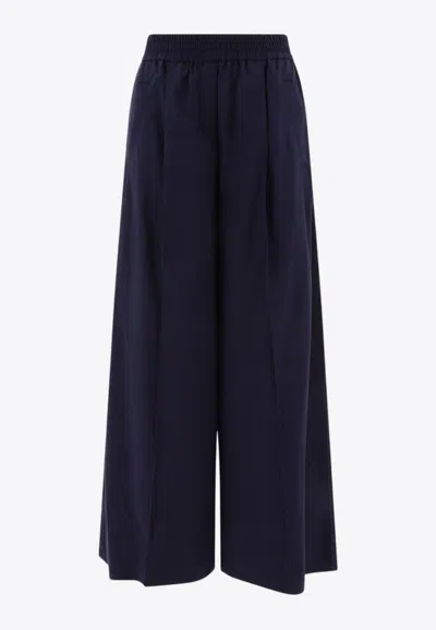Brunello Cucinelli Wide-leg Poplin Pants In Blue