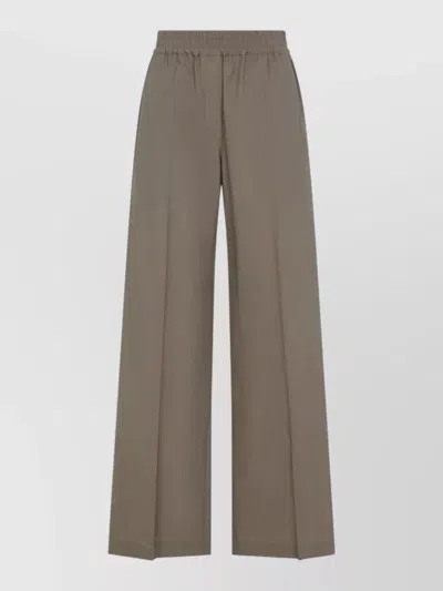 Brunello Cucinelli Wide Leg Pure Cotton Tailored Trousers In Gray