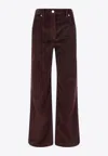 Brunello Cucinelli Wide-leg Bordeaux Velvet Trousers Women In Burgundy