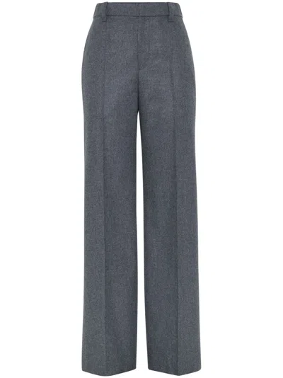 Brunello Cucinelli Wide-leg Trousers With Front Pleats And Pockets In Gray