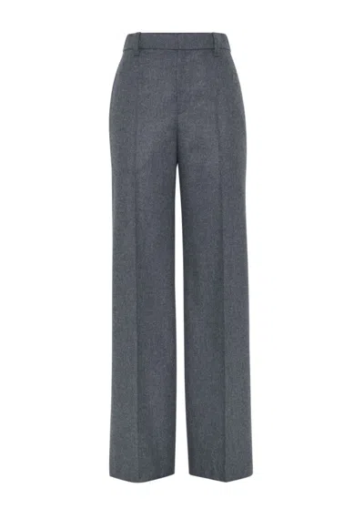 Brunello Cucinelli Wide-leg Tailored Trousers With Front Pleats In Blue
