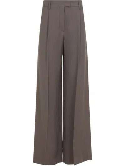 Brunello Cucinelli Wide-leg Taupe Brown Trousers
