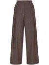 Brunello Cucinelli Cotton Wide Leg Denim Effect Pants In Brown In Chocolate
