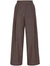 Brunello Cucinelli Cotton Wide Leg Denim Effect Pants In Brown In Brown