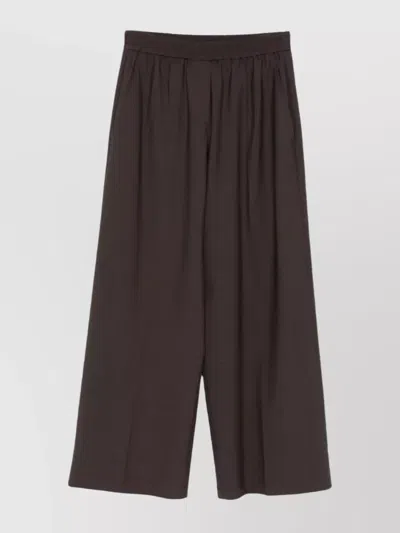 Brunello Cucinelli Wide Leg Trousers Elastic Waistband In Brown