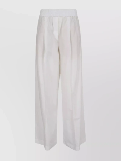Brunello Cucinelli Elastic-waist Wide-leg Trousers In White